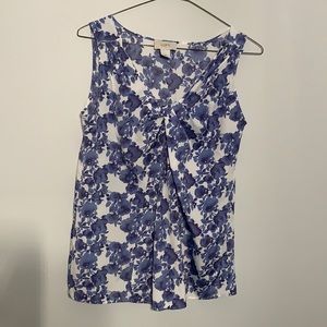 LOFT White and Blue Floral Top